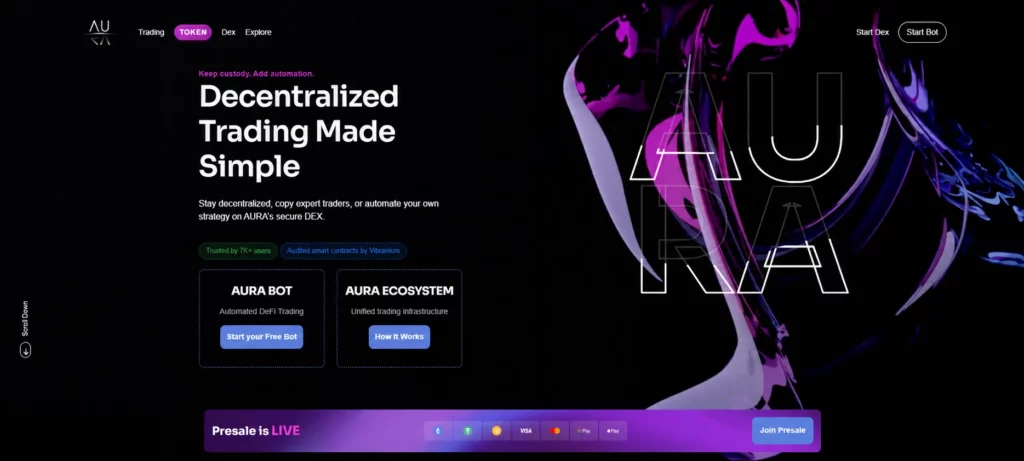 AURA DEX — Decentralized Trading Made Simple — hero kép
